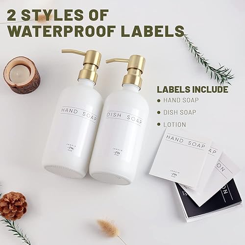 Miniatura 3 de Dispensador de jabón de vidrio, 2 unidades, dispensador de jabón para fregadero de cocina con bomba, moderno dispensador de jabón de baño con