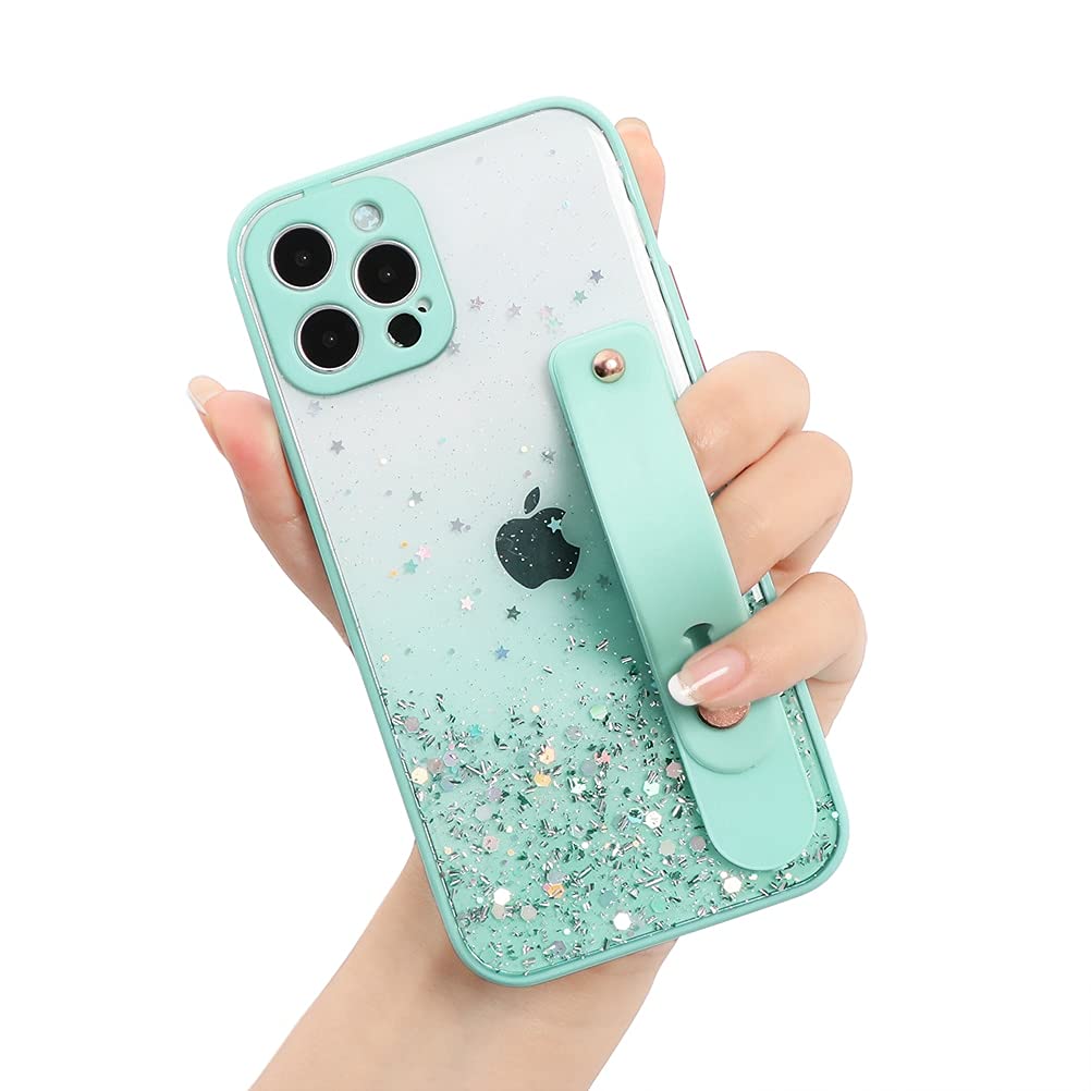 ZhuoFan Wristband Case for Huawei nova 7 5G 6.53 inch, Clear Glitter Design Phone Cases Cute Bling Sparkly Star Cases Ultra Slim Shockproof Protective Silicone Bumper Cover,04