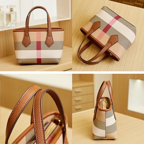 Bolso tote pequeño de lujo en lienzo y cuero para mujer miniatura 6