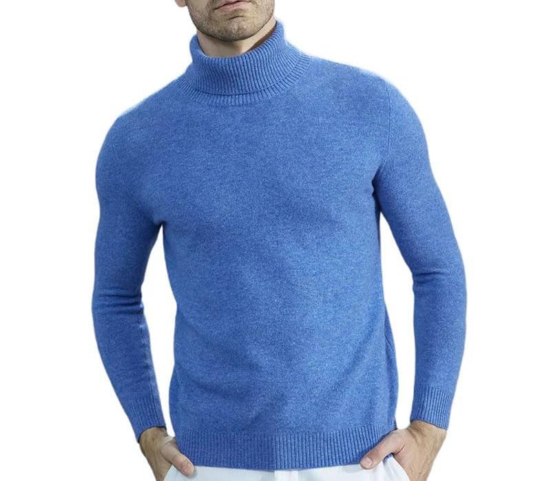 Men Knitted Sweaters Merino Wool High Neck Long-Sleeve Pullover2