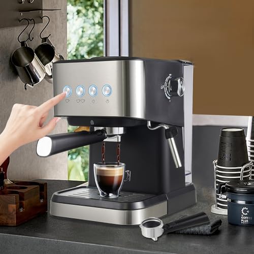 Cafetera Semi Automática de Expreso 2 en 1 con Vapor Ajustable para Hogar miniatura 2