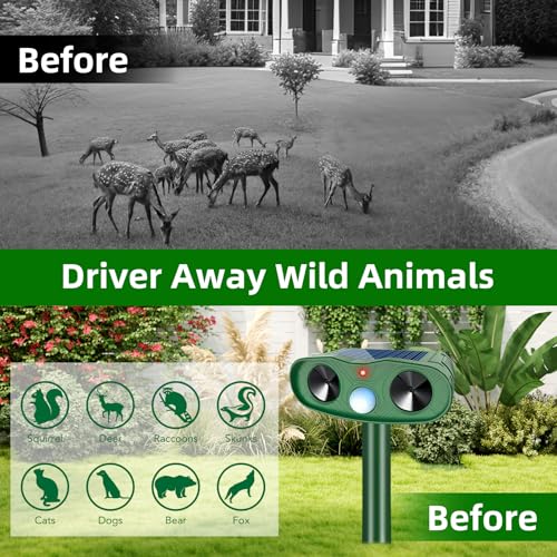 2026 4Pack Solar Ultrasonic Animal Repellent Outdoor Bear Repellent Devices, Solar Cat Repeller Motion Detection, Animal Repeller Outdoor to Scare Squirrel Rabbit Repellent Deterrent for Yard Farm - Thumbnail 5