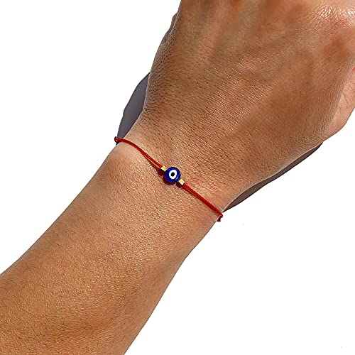 Naz Collection Evil Eye Bracelet Red String Kabbalah Protection Handmade Adjustable Bracelet For Women Men Boys Girls Baby (Blue) #TOP4