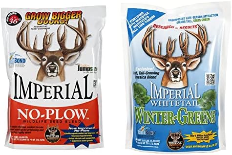 Whitetail Institute Imperial No, Plow Food Plot Seed, 9, Pound, White & Winter, Greens Deer Food Plot Seed for Fall Planting, Annual Brassica Blend to Attract Deer in The Early and Late Season, 3 lbs