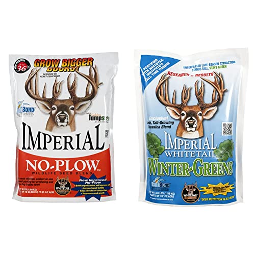 Whitetail Institute Imperial No, Plow Food Plot Seed, 9, Pound, White & Winter, Greens Deer Food Plot Seed For Fall Planting, Annual Brassica Blend To Attract Deer In The Early And Late Season, 3 Lbs #TOP3