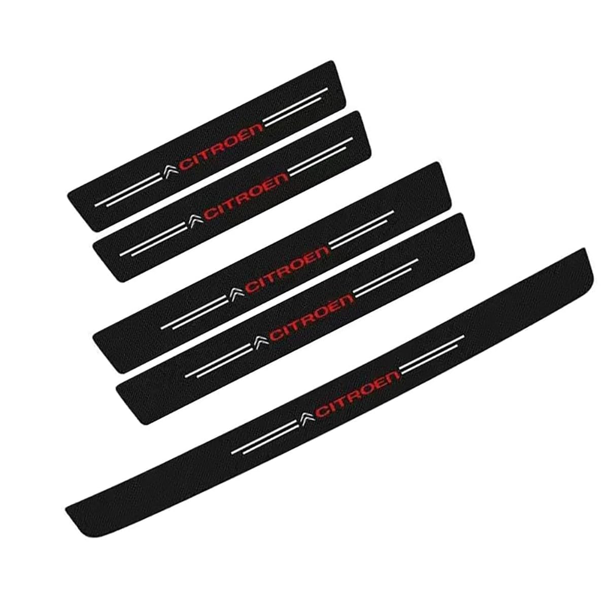 R-Timer Normal 5Pcs Car Door Sill Protector Strips, Carbon Fiber Threshold Protective Film For Citroen Dispatch 2016-2025, Kick Plate Cover Sticker, Rear Bumper Protector Stickers