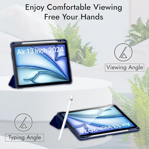 Image of Robustrion for iPad Air 13 inch Cover Case /for iPad Pro 12.9 inch with [Pencil Holder] [Transparent Back] Hybrid Case Cover for iPad Air 13 inch 2024 [Auto Sleep Wake Support] - Navy