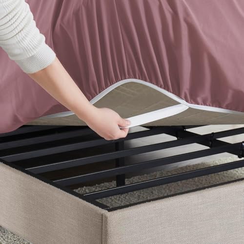 Image of Hearth & Harbor Extra Deep Pocket Queen Fitted Sheet - Fits 18 to 24 Inch Mattress - Ultra Soft 1800 Microfiber, Wrinkle-Free & Breathable - Hotel Luxury Fitted Sheet Only, Pink Clay