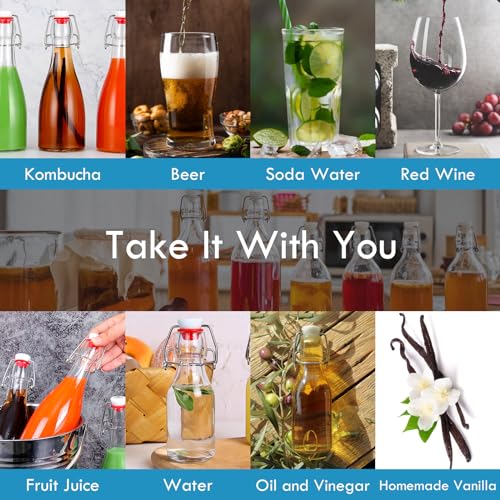 YEBODA (6 Pack-12oz Swing Top Bottles -Glass Beer Bottle with Airtight Rubber Seal Flip Caps for Home Brewing Kombucha,Beverages,Oil,Vinegar,Water,Soda,Kefir - Thumbnail 7