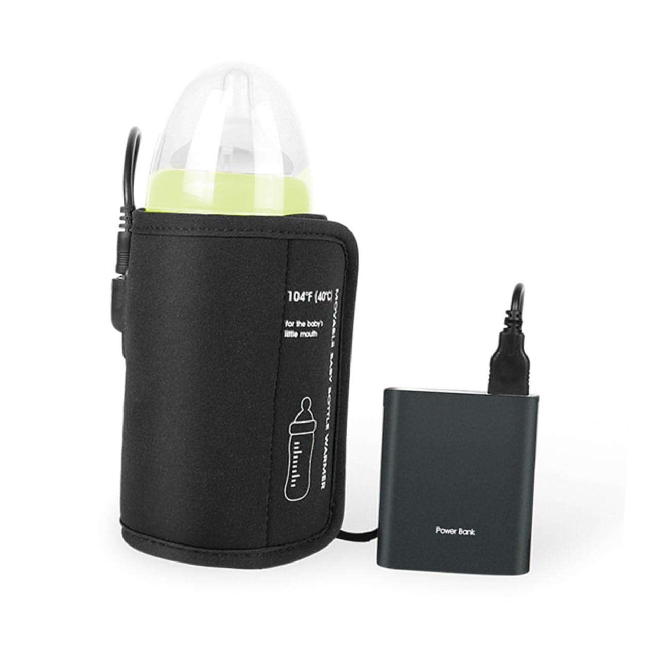 VICASKY 2pièces -biberon Usb Pour Accessoire De Voyage Pratique Pour Lait Et Boissons Chaudes Compatible Biberons Noir
