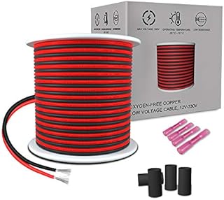 AOTOINK 18 Gauge Electrical Wire, 65.6ft Extension Cable 18 AWG ga Stranded Tinned Copper Electric Wire 2 Cord 20M for Led Strips Single Color 3528 5050,12 LEDs Tube/Bulb/Ribbon Lamp Tape/Lighting