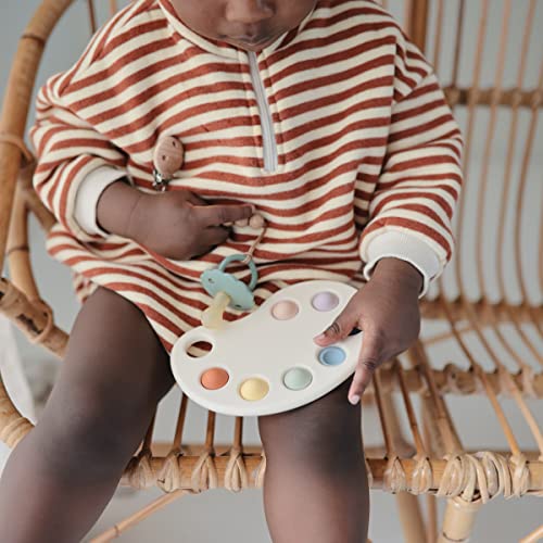 Image of FRIGG Daisy Natural Rubber Baby Pacifier | Made in Denmark | BPA-Free (Seafoam /Cream, 6-18 Months) 2-Pack