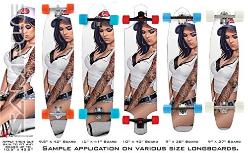 Boarder Girl 14b - Decal Style Vinyl Wrap Skin fits Longboard Skateboards up to 10