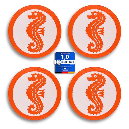 Seepferdchen 4er Set offizielles Schwimmabzeichen zum Aufbügeln | Seepferdchen Abzeichen für Frühschwimmer | bügelbeschichtet | Made in Germany |