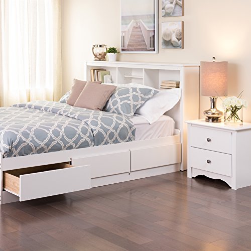 Prepac Full Mate's Platform Storage Bed With 6 Drawers, White & Full/Queen Bookcase Headboard, White #TOP7