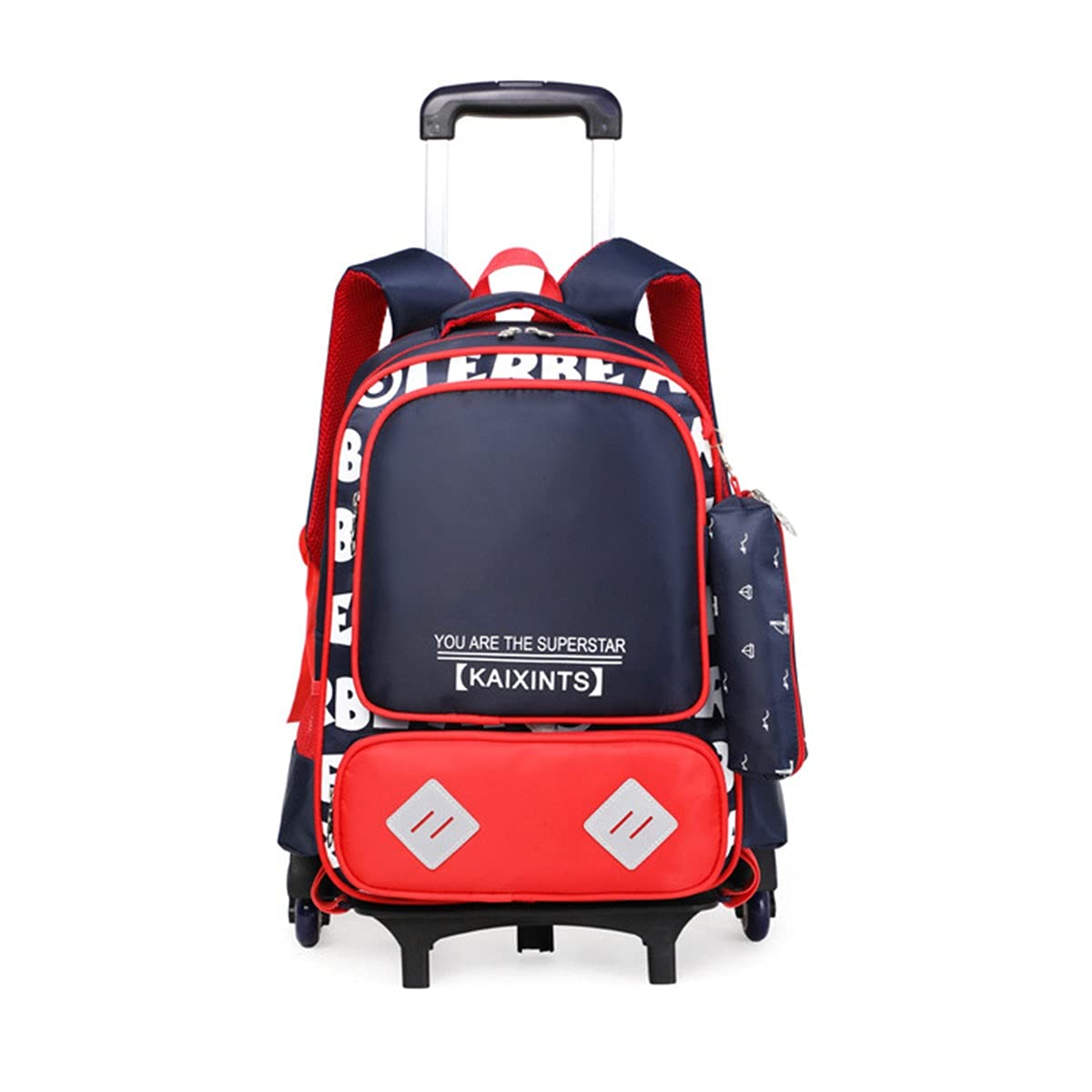 YUTCREKids Wheeled Backpack, Girls Boys School Bag 2 Set Trolley Backpack Children's Rolling Backpack with Pencil Case for 1-6 Grade Students