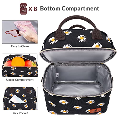 Hafmall Insulated Lunch Bag for Women 9L Dual Compartment Lunch Cool Bag for Work School Adult Lunch Bag with Shoulder Straps - Image 2