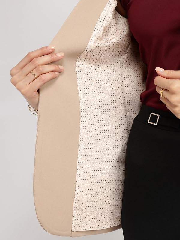 Image of FableStreet Women's Blazer | Tailored Fit Single-Breasted Design with Notch Lapel & Welt Pockets | Smooth Woven Texture for Work & Business Casual Wear