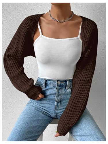 Image of Verdusa Women's Y2k Cropped Cardigan Sweaters Lightweight Knit Open Front Bolero Shrugs Spring Fall Outfits