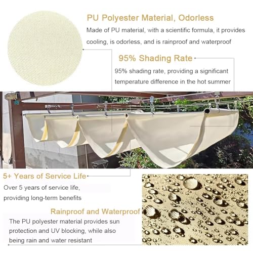 Toile d'ombrage rétractable haut de gamme en polyester résistant aux UV - 3