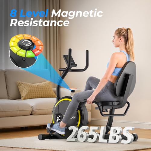 Image of Recumbent Exercise Bike for Home Heavy-Duty Stationary Bike For Seniors Bicycle Exercise Machine Bicycle LCD Monitor,265LBS,8 Level Resistance Black