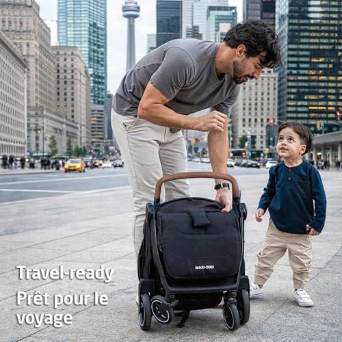 Maxi-Cosi Eva Lightweight Compact Travel Stroller, Infant to Toddler (Up to 48 lb), One-Hand Auto Fold, Full Recline Seat, Puncture-Proof Wheels, Extendable FPS Canopy, Includes Car Seat Adapters, Travel System Compatible — view 6