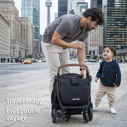 Maxi-Cosi Eva Lightweight Compact Travel Stroller, Infant to Toddler (Up to 48 lb), One-Hand Auto Fold, Full Recline Seat, Puncture-Proof Wheels, Extendable FPS Canopy, Includes Car Seat Adapters, Travel System Compatible by Maxi-Cosi - Image 7