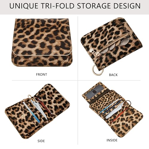 Image of Keychain Wallet for Women,RFID Wristlet Wallet with Beaded Strap | Tri-Fold Design,6 Card Slots,ID Window,Zipper Coin Pocket,Lightweight Carry