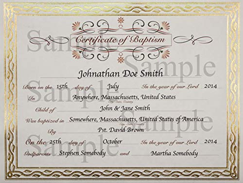 Baptism Certificate with Elegant Border - 6 Pack - Serpentine 44407