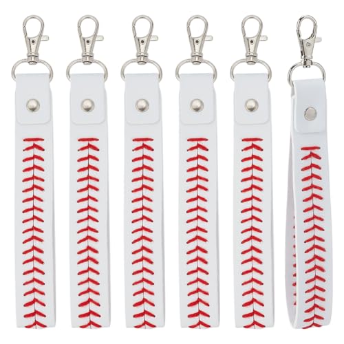 Porte-clés de baseball en cuir avec dragonne pour customiser un sac à main