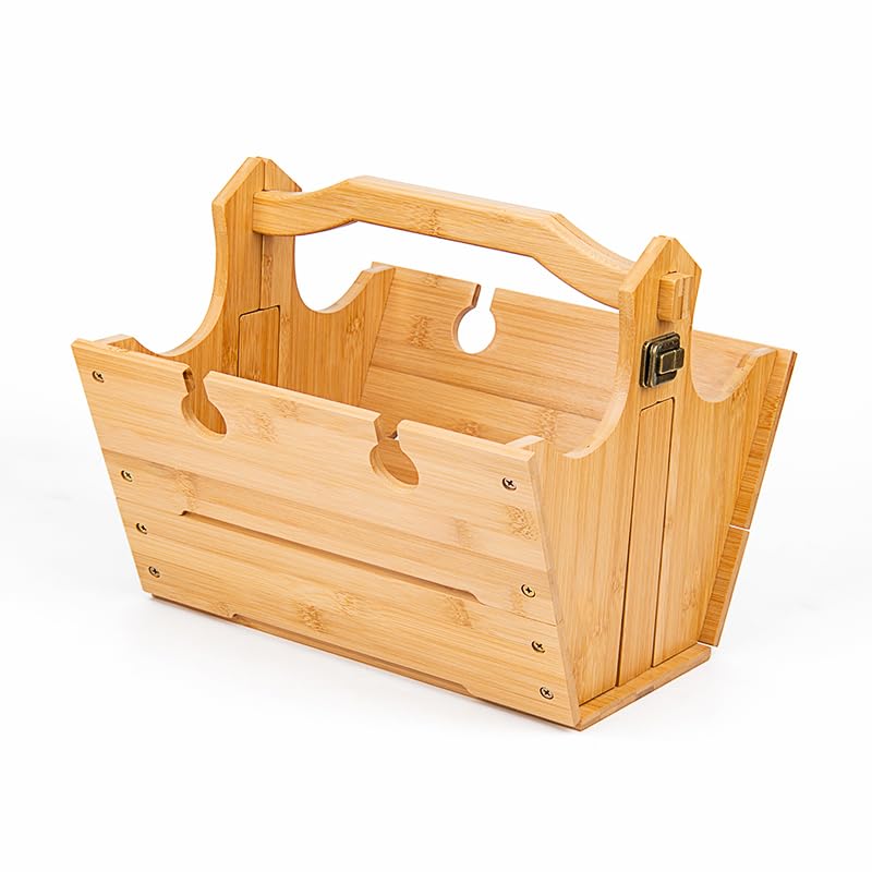 Table de pique-nique pliable bambou porteur portable 2-en-1 camping et randonnée
