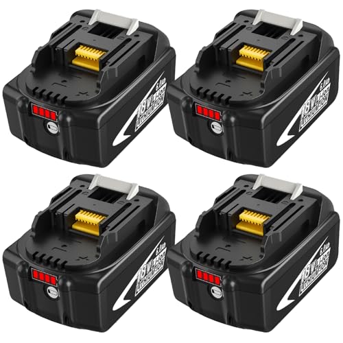 4-Pack BL1860B Replacement for Makita 18V Battery 6.0Ah Compatible with Makita 18 Volt LXT Lithium ion Batteries BL1890 BL1860 BL1850B BL1850 BL1840B BL1840 BL1830B BL1830 BL1815 BL1820 BL1820B(Black)