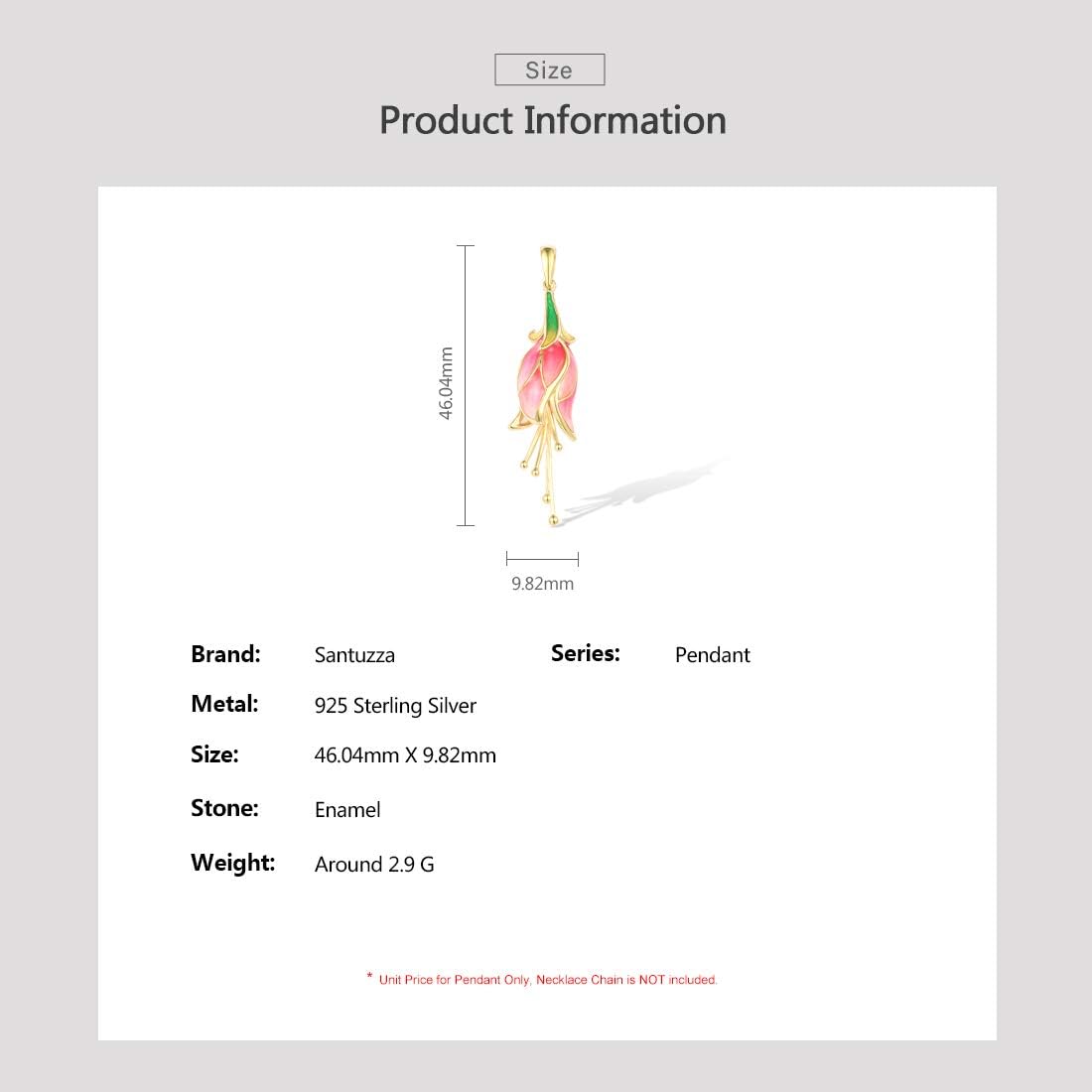 Santuzza 925 Sterling Silver Handmade Enamel Flower Pendant for Women - Image 5