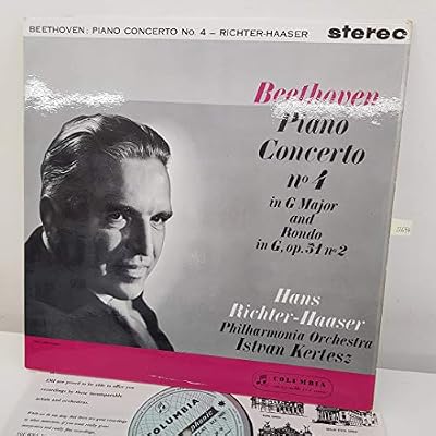 HANS RICHTER-HAASER, PHILHARMONIA ORCHESTRA, ISTVAN KERTESZ, BEETHOVEN - Piano Concerto No.4 in G Major and Rondo in G, Op.51 No.2, 12 inch LP, SAX 2403, turquoise/silver hatched label - 1st press