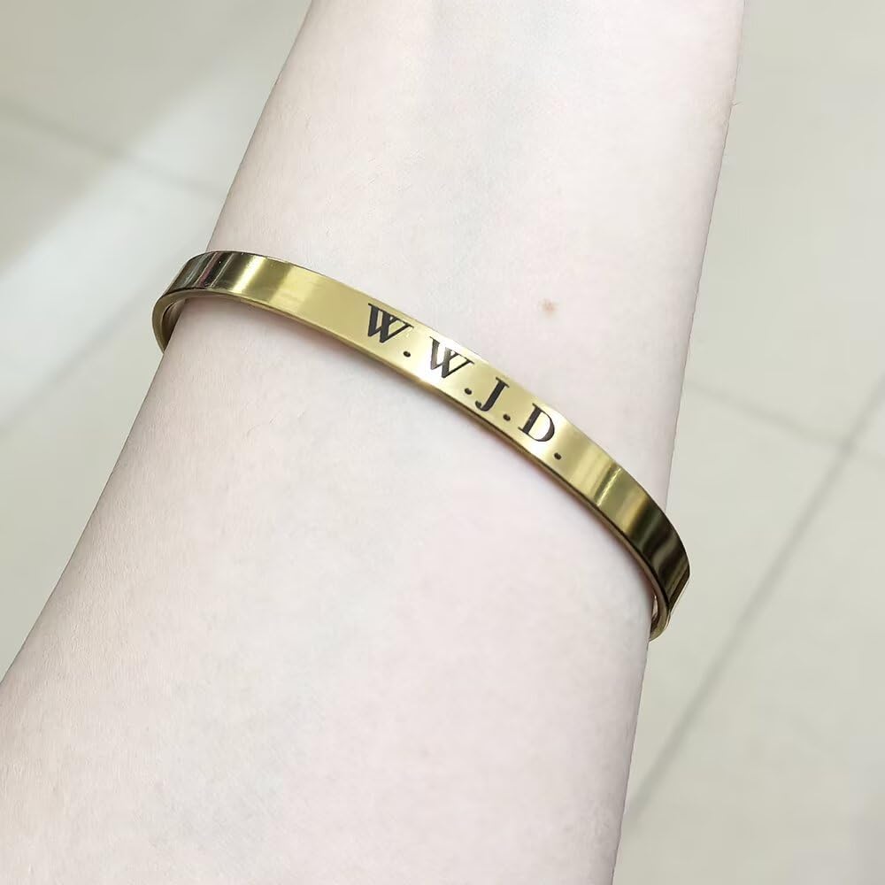 WWJD Bracelets for Women Men, Cross What Would Jesus Do Bangle Stainless Steel Cuff Handmade Engraved Christian Inspirational Gifts Jewelry - Image 6