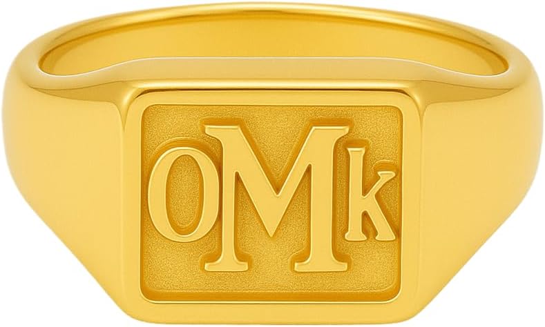 Personalized Chunky Monogram Initial Signet Ring 925 Sterling Silver Custom Engraved Letter Rings