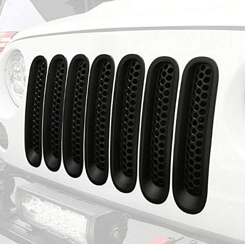 WTKSOY Front Grill Mesh Grille Insert Mesh Cover Honeycomb Kit for 2007-2016 Jeep Wrangler TJ & Unlimited - 7PCS Black