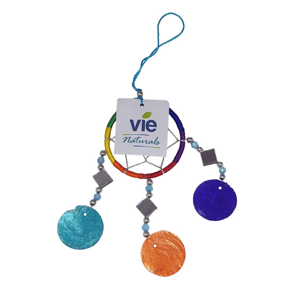 VIE Naturals Capiz Dream Catcher, No Feathers, 6cm, Rainbow Multicoloured