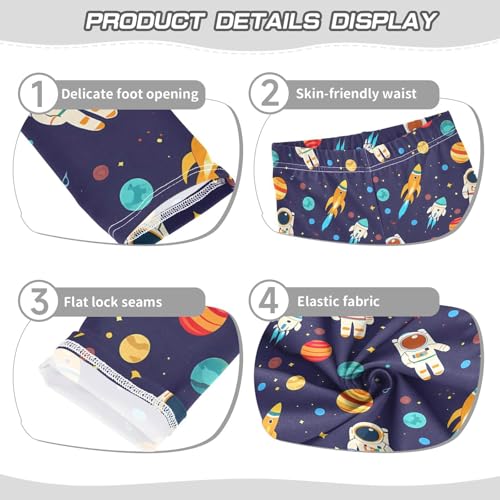ALAZA Girls' Leggings Children's Yoga Pants Skinny Printed Dance Astronauts Rockets Planet Comfortable 4T2