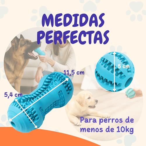 HADITA Mordedor Perro, Juguetes para Perros - Pack de 2 Pelota Perro Interactiva y Huesos para Perros, Caucho Natural, No Tóxico, Ideal Cachorros y Adultos, Limpieza Bucal, Combate Ansiedad - imagen 7