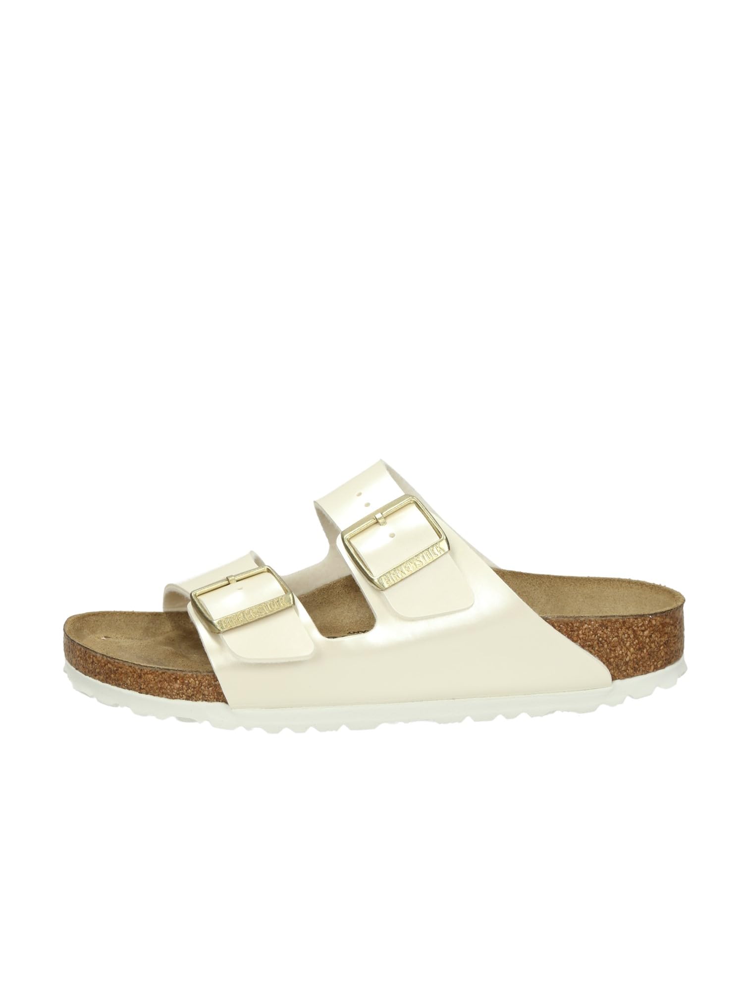 Birkenstock Women's White Classic Two-Strap Sandal With Metallic Look