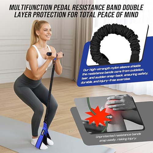 Image of Upgrade Pedal Resistance Band with Handle, Adjustable Tube Foot Pedal Device Puller Exercise Bands, for Abs Arm Leg Waist Workout, Core Pilates, Sit Up Fitness Equipment for Full Body Training