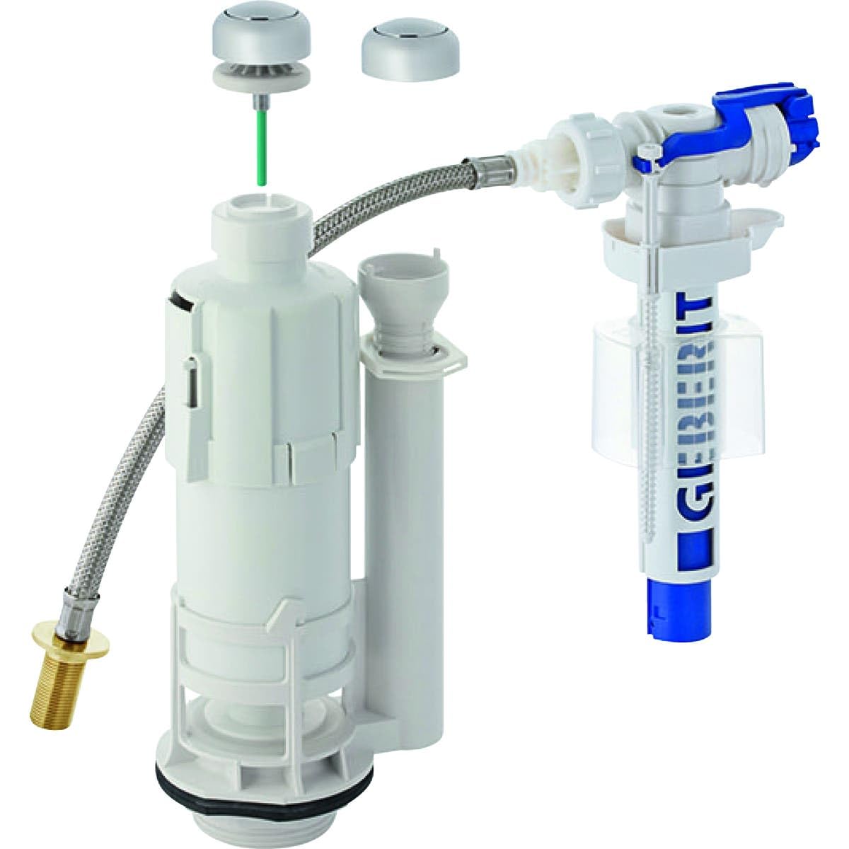 Mécanisme de chasse complet Geberit type 220-380, rinçage interrompable, alimentation universelle, 3/8", mamelon en laiton