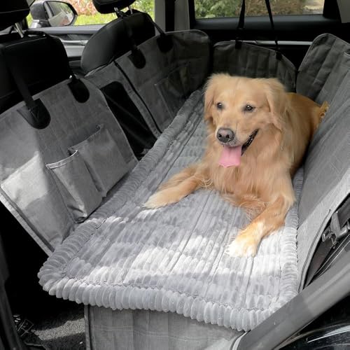O·Lankeji Hundedecke Auto Rückbank 137×60cm, Auto Hundematte Decke Weich, Hundesitz Rückbank Große Hunde, Hundematte rutschfest, Leicht zu Reinigen, Kratzfest und Komfortabel(Grey)