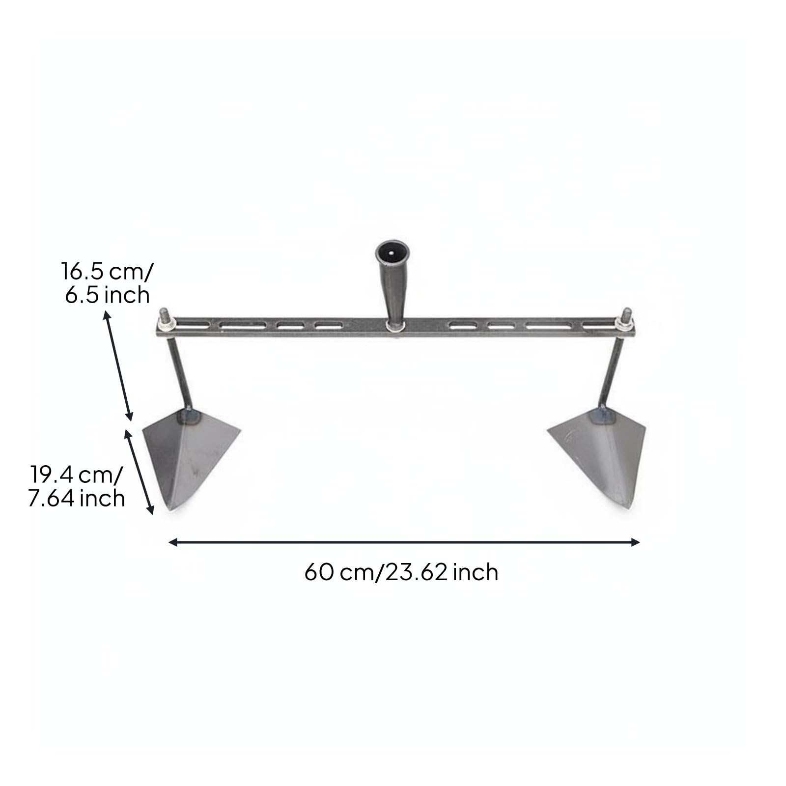 Zappa Agricola Manuale Zappa Coltivatore Sarchiatrice Trinciante in Acciaio al Manganese con Regolabile dei Denti per Scavo Solchi Irrigazione Diserbo, 60CM 2 Heads