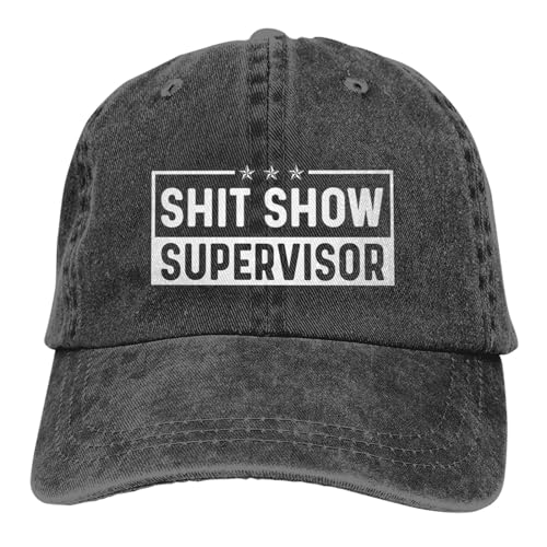 Boné de beisebol Show Supervisor Bonés engraçados para homens e mulheres unissex vintage, Preto - 4,