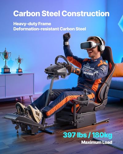 Image of VEVOR Racing Wheel Stand, Heavy-Duty Simulator Cockpit Steering Wheel Stand, Fit Logitech G25, G27, G29, G920, G923, Thrustmaster T300RS, TX F458, T500RS, T3PA-PRO (F1 /GT) and CSR Pedals