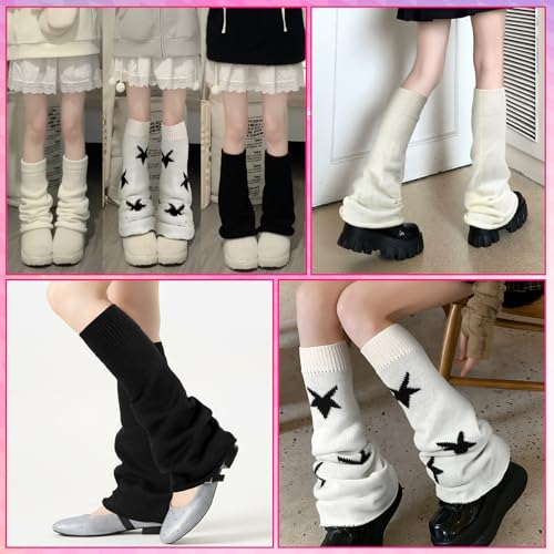 Image of Geyoga Y2k Accessories Harajuku Leg Warmers Gyaru Clothes Japanese Kawaii Girls Leg Warmers Goth Cute Lolita Knit Boot Socks