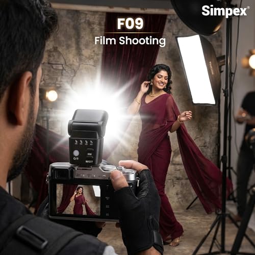 Image of Simpex Mini Camera Flash F09, Mini Speedlite with Guide Number 8, 6500K Colour temprature, in Built li-on Battery with Type-C Charging and Universal Compatibility.