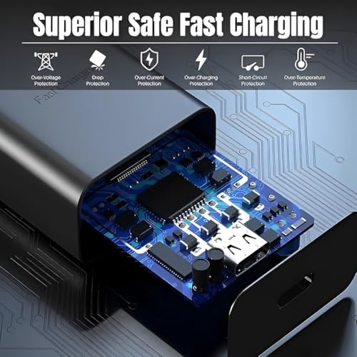 Image of 25W Type C Power Fast Charger Adapter for Samsung M05 /F05 /M55s /M35 /F55 /A35 /A16 /A15 /M15 /F15 /S23 fe /S24 /S23 /Z fold /Z flip /6 /5 /4 /3, 25 watt Support Galaxy Tab & Other Android USB C Mobile Phones, Black
